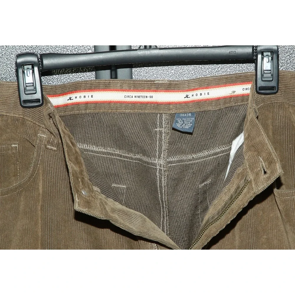 Hobie Circa Nineteen-50 Men's Denim Corduroy Pants 36x34 Brown Straight Leg